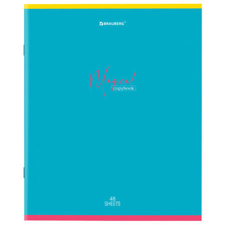 Тетрадь А5 48 л. BRAUBERG скоба, линия, обложка картон, "Magical Colors" (микс в спайке), 404385 - Тетради 40-48 листов