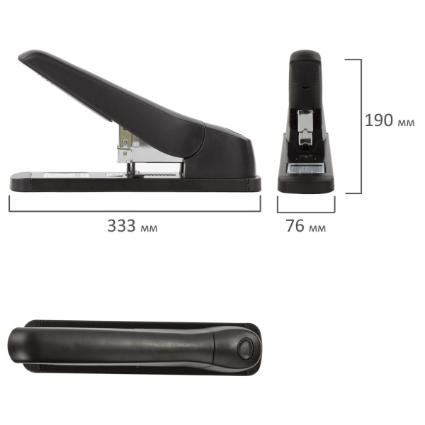 Степлер МОЩНЫЙ №24/6-23/13 BRAUBERG "Heavy duty MX", до 80 листов, черный, 222563 - Степлеры мощные