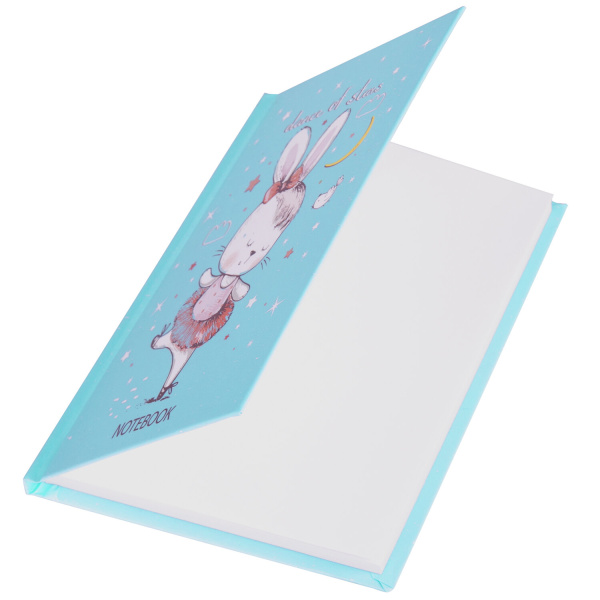 Блокнот МАЛЫЙ ФОРМАТ (110х147 мм), А6, 80 л., твёрдый, клетка, выборочный лак, BRAUBERG KIDS, "Зайка", 114449 - Блокноты в книжном переплете