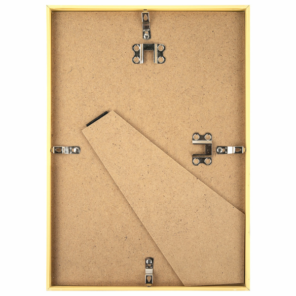 Рамка 21х30 см золотистая, пластик, багет 8 мм, BRAUBERG "Slim", плотный задник с ножкой, акриловый экран, 391315 - Рамки для дипломов, сертификатов, грамот, фотографий