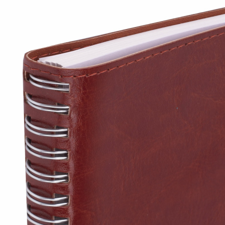 Тетрадь А5 (148x218 мм), BRAUBERG "Office PRO", гибкая, под кожу, гребень, 80 л., коричневая, 111044 - Бизнес-блокноты и бизнес-тетради