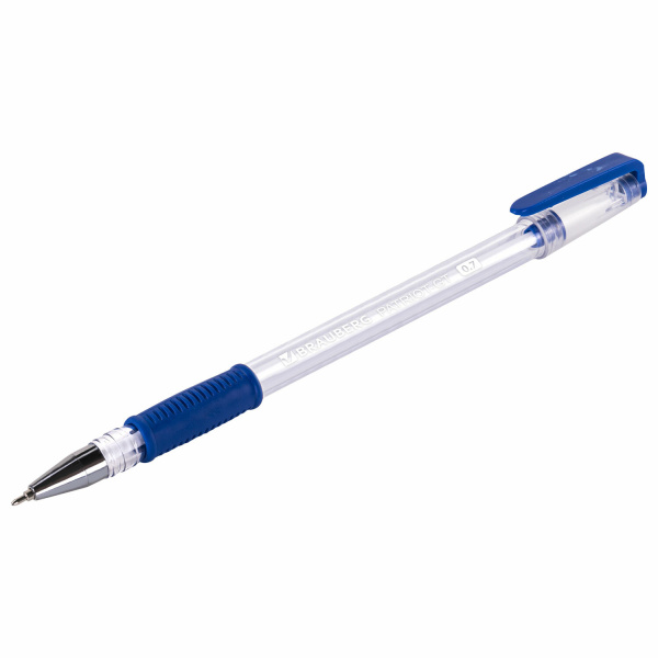 Ручка шариковая РОССИЯ "PATRIOT-GT", СИНЯЯ, корпус прозрачный, 0,7 мм, линия письма 0,35 мм, BRAUBERG, 143961 - Ручки шариковые неавтоматические