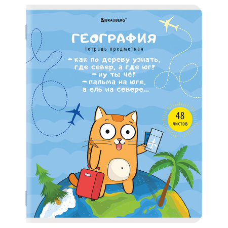 Тетради предметные, КОМПЛЕКТ 12 ПРЕДМЕТОВ, "КОТ-ЭНТУЗИАСТ", 48 л., TWIN-лак, BRAUBERG, 404609 - Тетради предметные