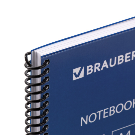 Тетрадь А4, 120 листов, BRAUBERG "Metropolis", спираль пластиковая, клетка, обложка пластик, СИНИЙ, 403389 - Тетради формата А4