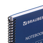 Тетрадь А4, 120 листов, BRAUBERG "Metropolis", спираль пластиковая, клетка, обложка пластик, СИНИЙ, 403389 - Тетради формата А4