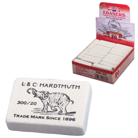 Ластик KOH-I-NOOR "Слон" 300/20, 45х32х12 мм, белый, прямоугольный, натуральный каучук, 1 шт, 0300020024KDRU