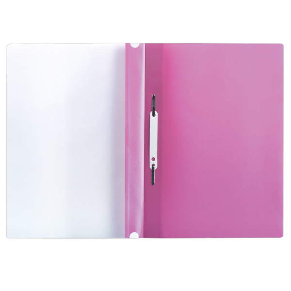 Скоросшиватель пластиковый с перфорацией BRAUBERG, А4, 140/180 мкм, розовый, 226588 - Папки-скоросшиватели мягкие