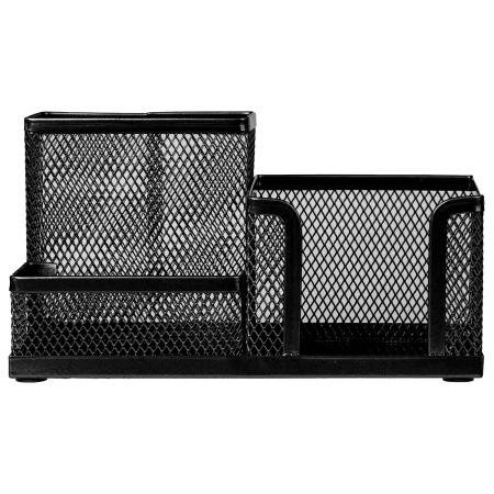 Подставка-органайзер BRAUBERG "Germanium", металлическая, 3 секции, 102х186х95 мм, черная, 231986 - Подставки канцелярские без наполнения