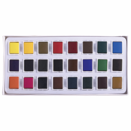 Акварель художественная в кюветах НАБОР 24 цвета по 2,5 г, BRAUBERG ART DEBUT, 191778 - Акварель художественная в наборах