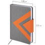 Ежедневник недатированный А5 138x213 мм BRAUBERG "Waves" под кожу, застежка 160 л., серый/оранжевый, 111877 - Ежедневники с покрытием "под кожу и ткань"