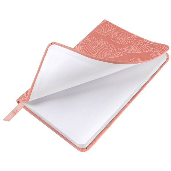 Еженедельник датированный 2024 МАЛЫЙ ФОРМАТ 95х155 мм А6, BRAUBERG "Foliage", под кожу, коралловый, 115054 - Еженедельники