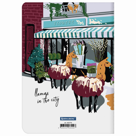 Тетрадь 40 л. в клетку обложка SoftTouch, бежевая бумага 70 г/м2, сшивка, А5 (147х210 мм), ЛАМЫ, BRAUBERG, 403776 - Тетради 40-48 листов