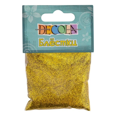 Блестки декоративные "Decola", золото майя, размер 1 мм, в упаковке 20г