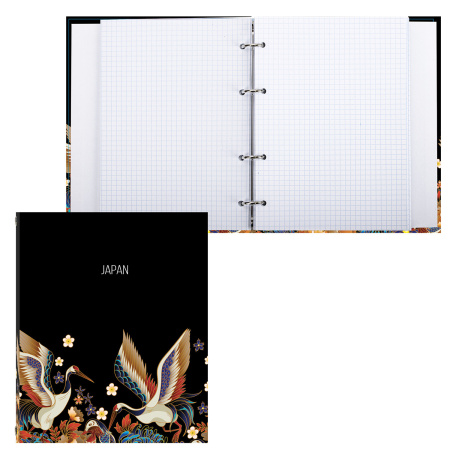 Тетрадь на кольцах А5 (175х215 мм), 240 листов, твердый картон, клетка, BRAUBERG, Идиллия, 404095 - Тетради на кольцах и сменные блоки к ним