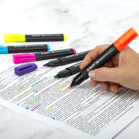 Набор текстовыделителей STAFF "Basic Budget HL-02N", 6 ЦВЕТОВ, НЕОН, линия письма 1-5 мм, 152296 - Текстовыделители
