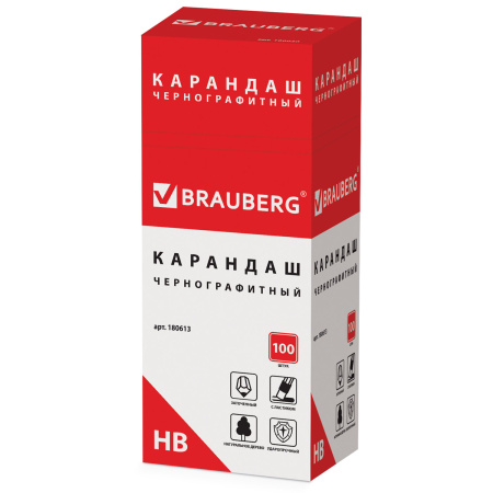 Карандаш чернографитный BRAUBERG, 1 шт., "Fluor", НВ, с ластиком, корпус неоновый ассорти, заточенный, 180613 - Карандаши чернографитные