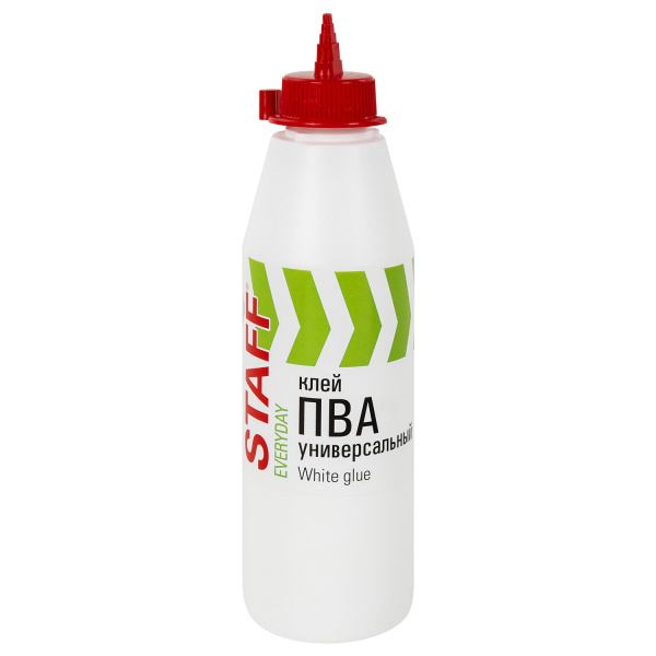 Клей ПВА универсальный 0,5 кг (бумага, картон, дерево), STAFF, 606429 - Клей ПВА