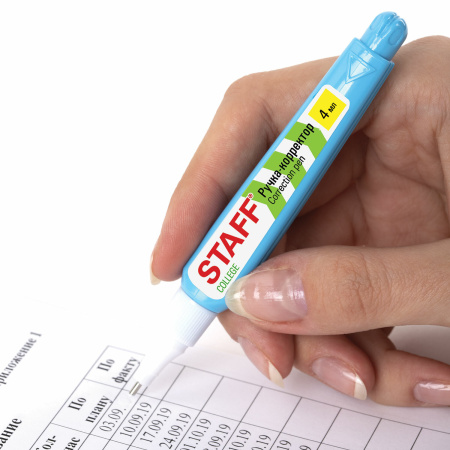 Ручка-корректор STAFF "College", 4 мл, металлический наконечник, 226815 - Корректирующие ручки