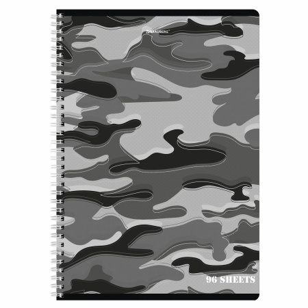 Тетрадь А4, 96 л., BRAUBERG, гребень, клетка, обложка картон, "Military", 404057 - Тетради формата А4