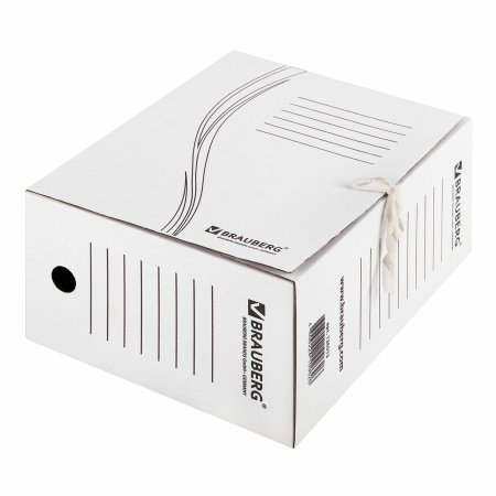 Папка архивная с завязками А4(325х260 мм), 150 мм, до 1400 листов, плотная, микрогофрокартон, БЕЛАЯ, BRAUBERG, 126513 - Накопители документов