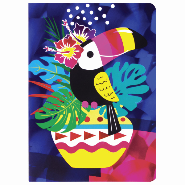 Блокнот МАЛЫЙ ФОРМАТ (103х148 мм) А6, 32 л., сшивка, голограмма, клетка, ЮНЛАНДИЯ, Тукан, 662702 - Блокноты детские