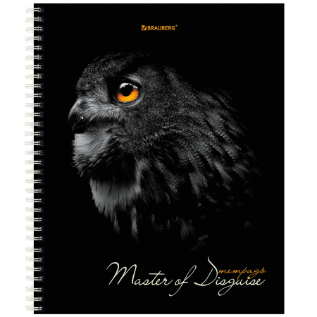Тетрадь А5 96 л. BRAUBERG, гребень, клетка, твёрдая обложка, "Совы" (4 вида в спайке), 404443 - Тетради более 60 листов