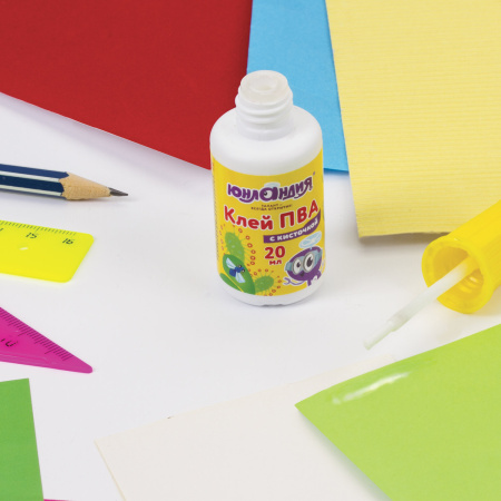 Клей ПВА с кисточкой, 20 г, ЮНЛАНДИЯ, 228420 - Клей ПВА