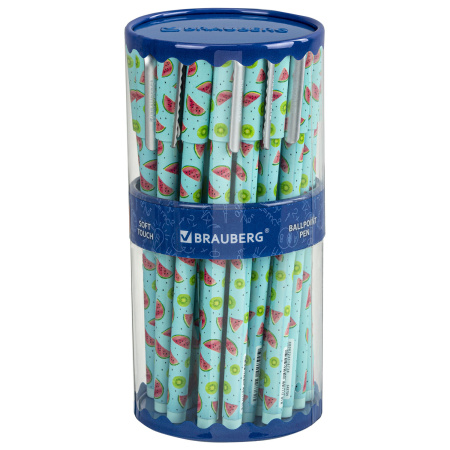 Ручка шариковая BRAUBERG SOFT TOUCH STICK "JUICY FRUIT", СИНЯЯ, мягкое покрытие, узел 0,7 мм, 143704 - Ручки шариковые неавтоматические