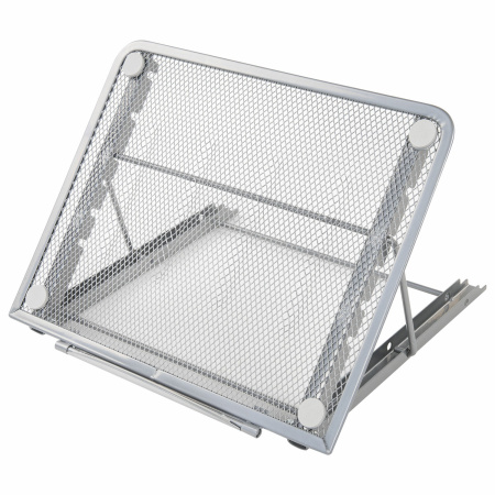 Подставка для книг, ноутбуков, планшетов BRAUBERG "Germanium", 240х195х20 мм, серебро, металл, 237984 - Подставки для книг