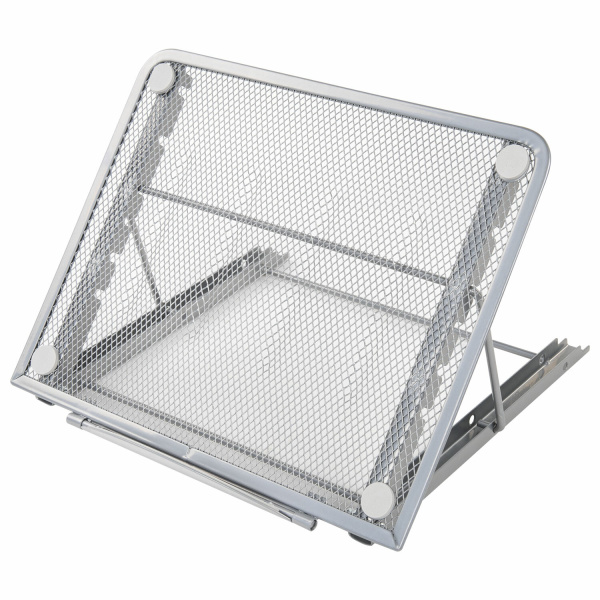 Подставка для книг, ноутбуков, планшетов BRAUBERG "Germanium", 240х195х20 мм, серебро, металл, 237984 - Подставки для книг