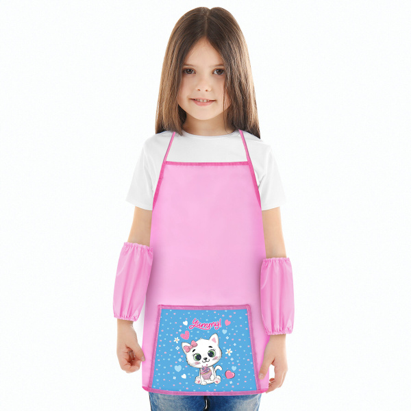 Фартук с нарукавниками для уроков труда ПИФАГОР, 1 карман, 44x55 см, "Yummy Cupcake", 271646 - Аксессуары для рисования
