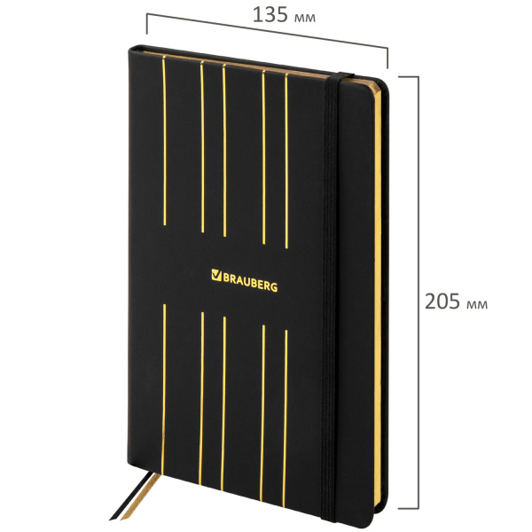 Блокнот А5 (135х205 мм), BRAUBERG "TOUCH", под кожу, 80 л., линия, черный, 113409 - Бизнес-блокноты и бизнес-тетради