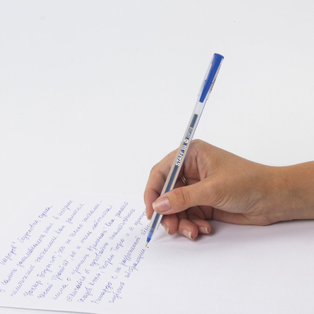 Ручка шариковая масляная STAFF "OBP-316", СИНЯЯ, корпус матовый, игольчатый узел 0,6 мм, линия письма 0,3 мм, 143021 - Ручки шариковые неавтоматические