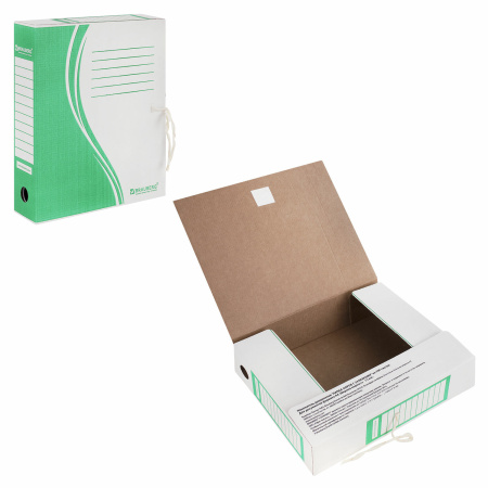 Папка архивная с завязками А4 (325х260 мм), 75 мм, до 700 листов, плотная, микрогофрокартон, ЗЕЛЕНАЯ, BRAUBERG, 124851 - Накопители документов