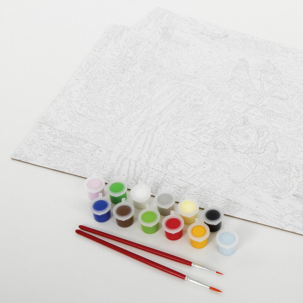 Картина по номерам А3, ОСТРОВ СОКРОВИЩ "Волчья стая", акриловые краски, картон, 2 кисти, 663260 - Картины по номерам