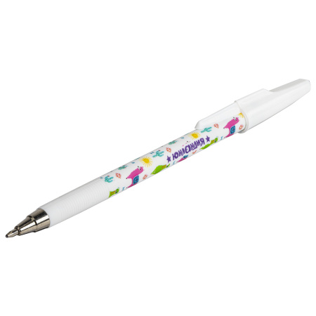 Ручка шариковая ЮНЛАНДИЯ "LAMA", синяя, SOFT TOUCH покрытие, узел 0,7 мм, линия письма 0,35 мм, 143735 - Ручки шариковые неавтоматические