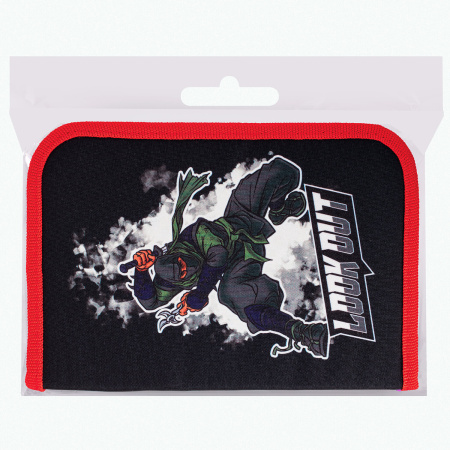 Пенал BRAUBERG, 1 отделение, 2 откидные планки, полиэстер, 21х14 см, "Ninja", 270313 - Пеналы каркасные