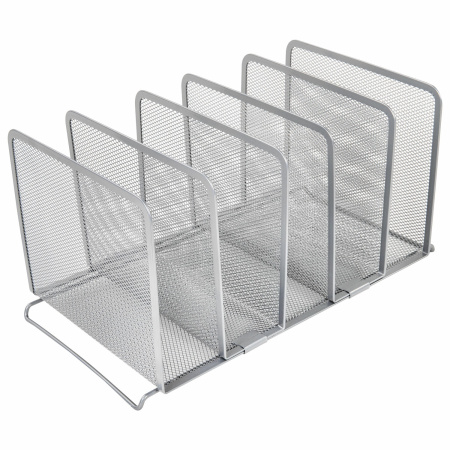 Подставка для сортировки писем и бумаг 5-ти секционная BRAUBERG "Germanium", 195х365х205 мм, серебро, 237969