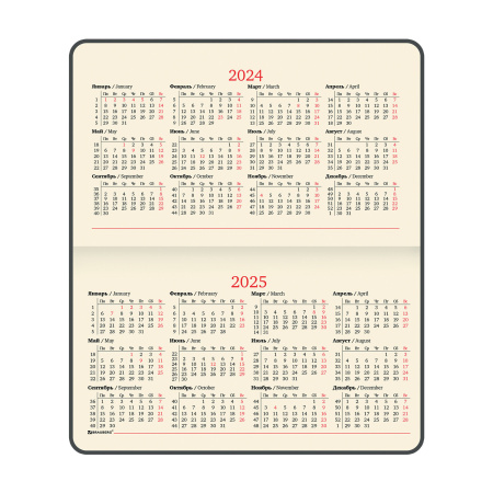 Еженедельник датированный 2024 МАЛЫЙ ФОРМАТ 95х155 мм А6, BRAUBERG "Augustus", под кожу, черный, 115041 - Еженедельники