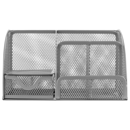 Подставка-органайзер металлическая BRAUBERG "Germanium", 7 секций, 125х220х140 мм, серебро, 237417 - Подставки канцелярские без наполнения