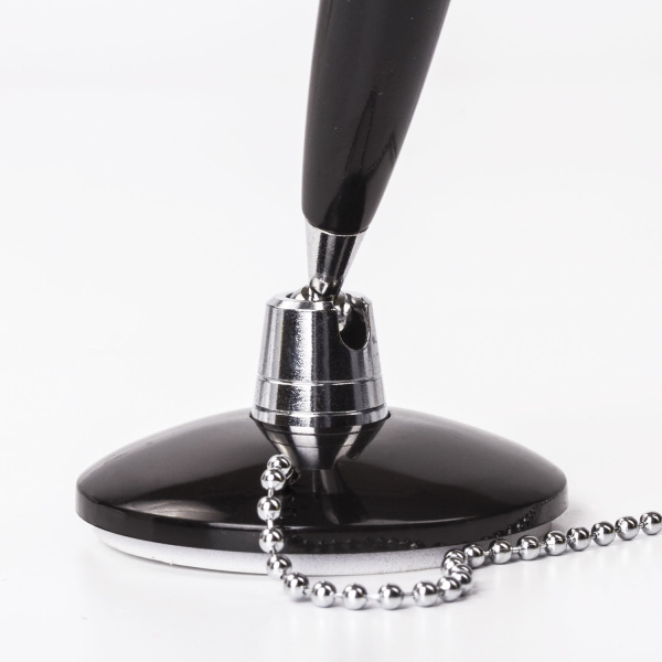 Ручка шариковая настольная BRAUBERG "Стенд-Пен Блэк1", СИНЯЯ, цепочка, корпус черный, линия письма 0,5 мм, 140889 - Ручки шариковые на подставке