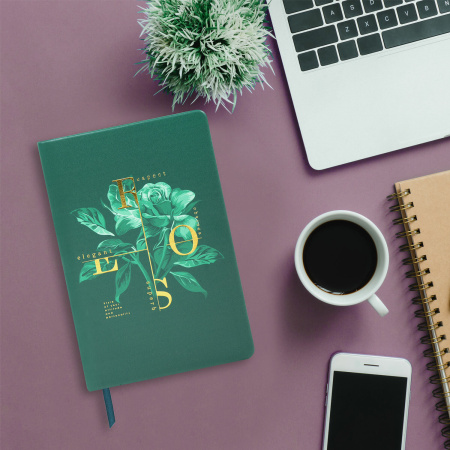 Ежедневник недатированный А5 (138х213 мм), BRAUBERG VISTA, под кожу, твердый, 136 л., "Rose", 112019 - Ежедневники с покрытием "под кожу и ткань"