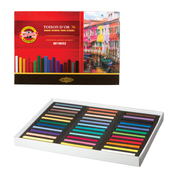 Пастель мягкая художественная KOH-I-NOOR "Toison D'or", 36 цвета, квадратное сечение, 8585036001KS - Пастель художественная в наборах