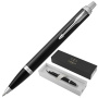 Ручка шариковая PARKER "IM Core Black Lacquer CT", черный глянцевый лак, детали хром, синяя, 1931665 - Ручки шариковые подарочные