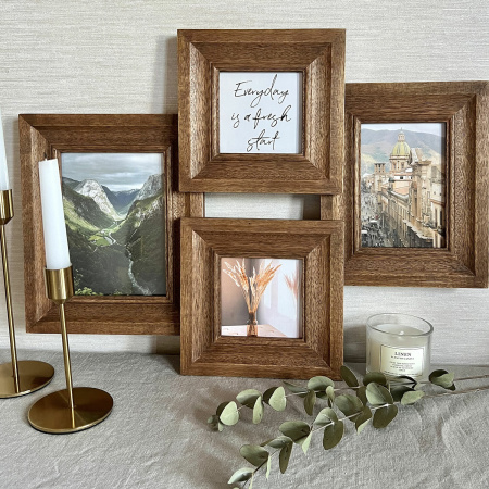 Рамка из мангового дерева BRAUBERG LOFT QUAD, фото разного размера, акриловый экран, 52х39 см, 391283 - Рамки для дипломов, сертификатов, грамот, фотографий