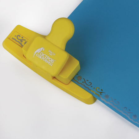 Дырокол фигурный для края "Солнечный узор", диаметр вырезной фигуры 50х16 мм, ОСТРОВ СОКРОВИЩ, 227172