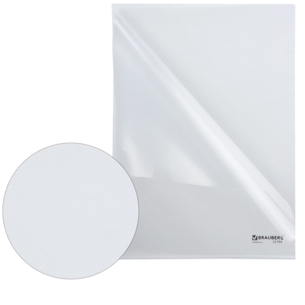 Папка-уголок жесткая BRAUBERG, прозрачная, 0,15 мм, 221641 - Папки-уголки пластиковые