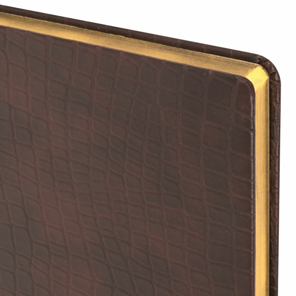 Ежедневник недатированный БОЛЬШОЙ ФОРМАТ (175х247 мм) В5, BRAUBERG "Alligator", под матовую крокод. кожу, 160л, крем.блок, т-корич, 124969 - Ежедневники с покрытием "под кожу и ткань"