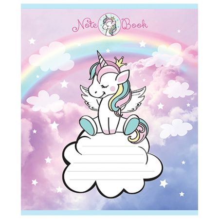 Тетрадь 12 л. ПЗБМ клетка, блестки, "Единорожки" (5 видов), 019418 - Тетради 12-24 листов