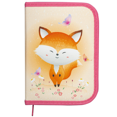 Пенал ПИФАГОР, 1 отделение, 1 откидная планка, полиэстер, 19х13 см, "Smiling fox", 271014 - Пеналы каркасные